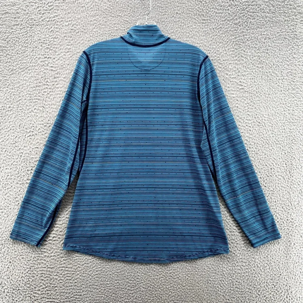 REI Top Women's Large Blue Striped 1/4 Pullover Zip Sportswear Hiking Athleisure